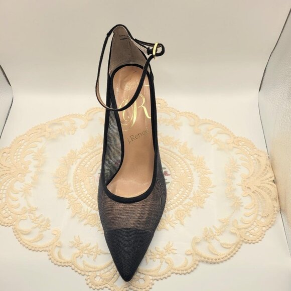 J Renee Black Suede Mesh 9.5M Ankle Strap High Heel! - Picture 4 of 4